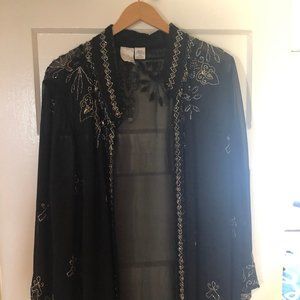 Vintage Roaman's Black Sheer Mesh Robe